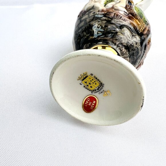 Capodimonte Vintage Porcelain Pitcher Cherub Relief Design Gold Trim 7” Italy - Picture 5 of 9